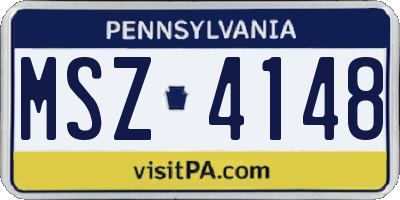 PA license plate MSZ4148