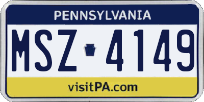 PA license plate MSZ4149