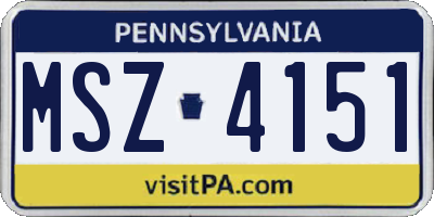 PA license plate MSZ4151