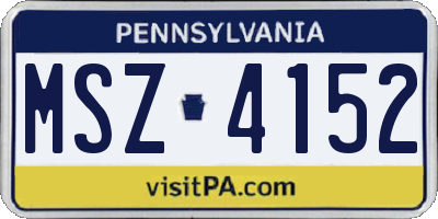 PA license plate MSZ4152
