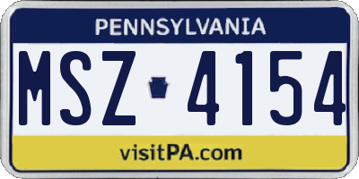 PA license plate MSZ4154
