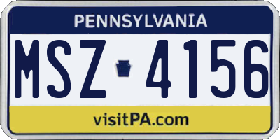 PA license plate MSZ4156