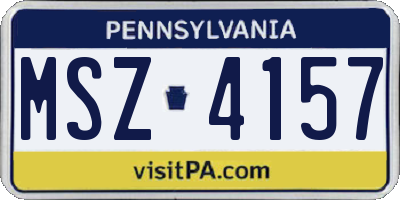 PA license plate MSZ4157
