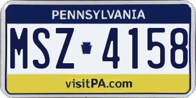 PA license plate MSZ4158