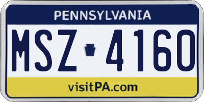PA license plate MSZ4160