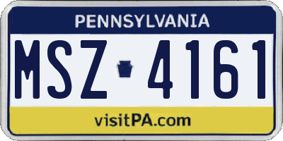PA license plate MSZ4161