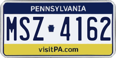 PA license plate MSZ4162