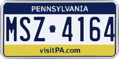 PA license plate MSZ4164