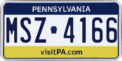 PA license plate MSZ4166