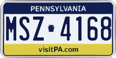 PA license plate MSZ4168
