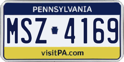 PA license plate MSZ4169