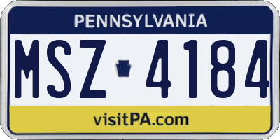 PA license plate MSZ4184