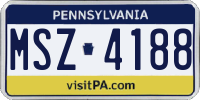 PA license plate MSZ4188