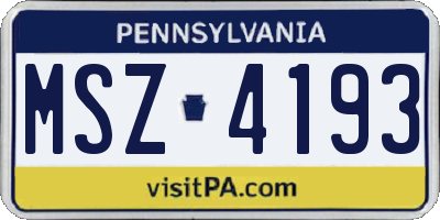 PA license plate MSZ4193