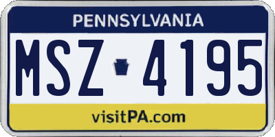 PA license plate MSZ4195