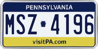 PA license plate MSZ4196