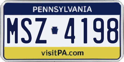 PA license plate MSZ4198
