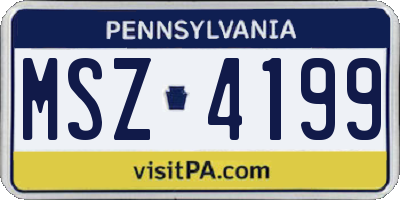 PA license plate MSZ4199