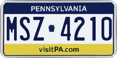 PA license plate MSZ4210