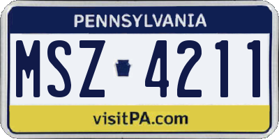 PA license plate MSZ4211