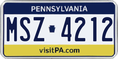 PA license plate MSZ4212