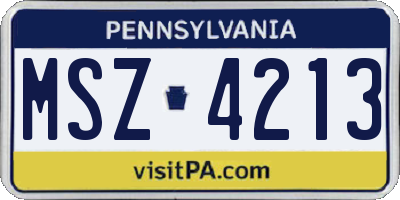 PA license plate MSZ4213