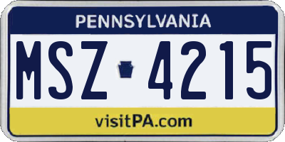 PA license plate MSZ4215