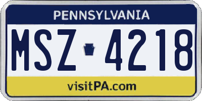 PA license plate MSZ4218