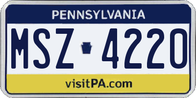 PA license plate MSZ4220