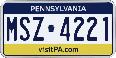 PA license plate MSZ4221