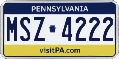 PA license plate MSZ4222