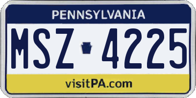 PA license plate MSZ4225