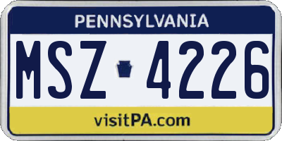 PA license plate MSZ4226