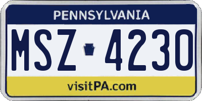 PA license plate MSZ4230