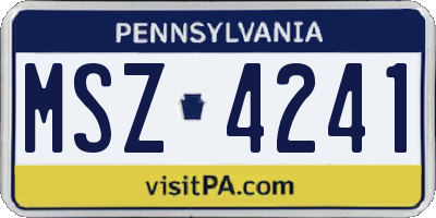PA license plate MSZ4241