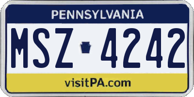 PA license plate MSZ4242