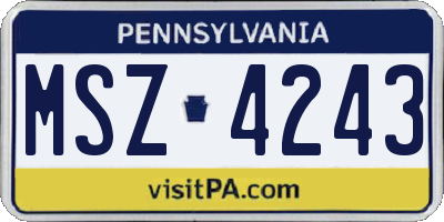 PA license plate MSZ4243