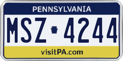 PA license plate MSZ4244