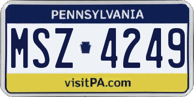 PA license plate MSZ4249
