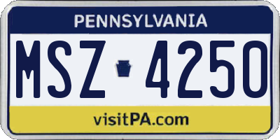 PA license plate MSZ4250
