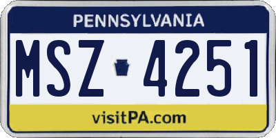PA license plate MSZ4251