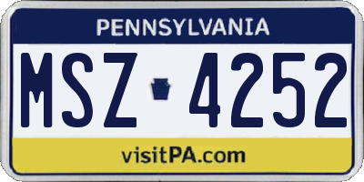 PA license plate MSZ4252