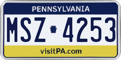 PA license plate MSZ4253
