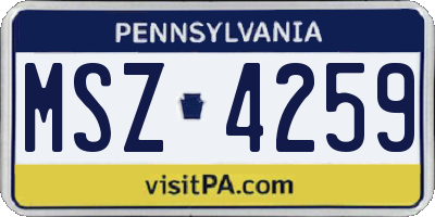 PA license plate MSZ4259