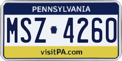 PA license plate MSZ4260