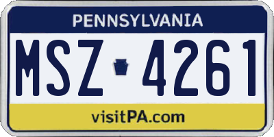 PA license plate MSZ4261