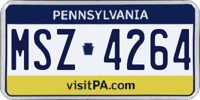PA license plate MSZ4264