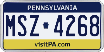 PA license plate MSZ4268