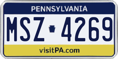 PA license plate MSZ4269