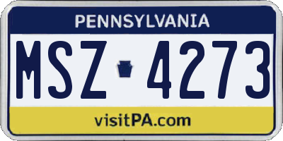 PA license plate MSZ4273
